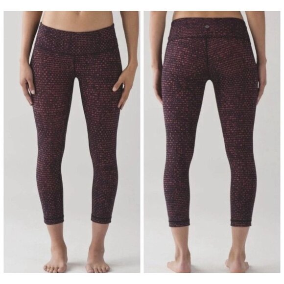 lululemon athletica Pants - Lululemon Wunder Under Crop III Shatter Weave Dust Coral Plum Size 6